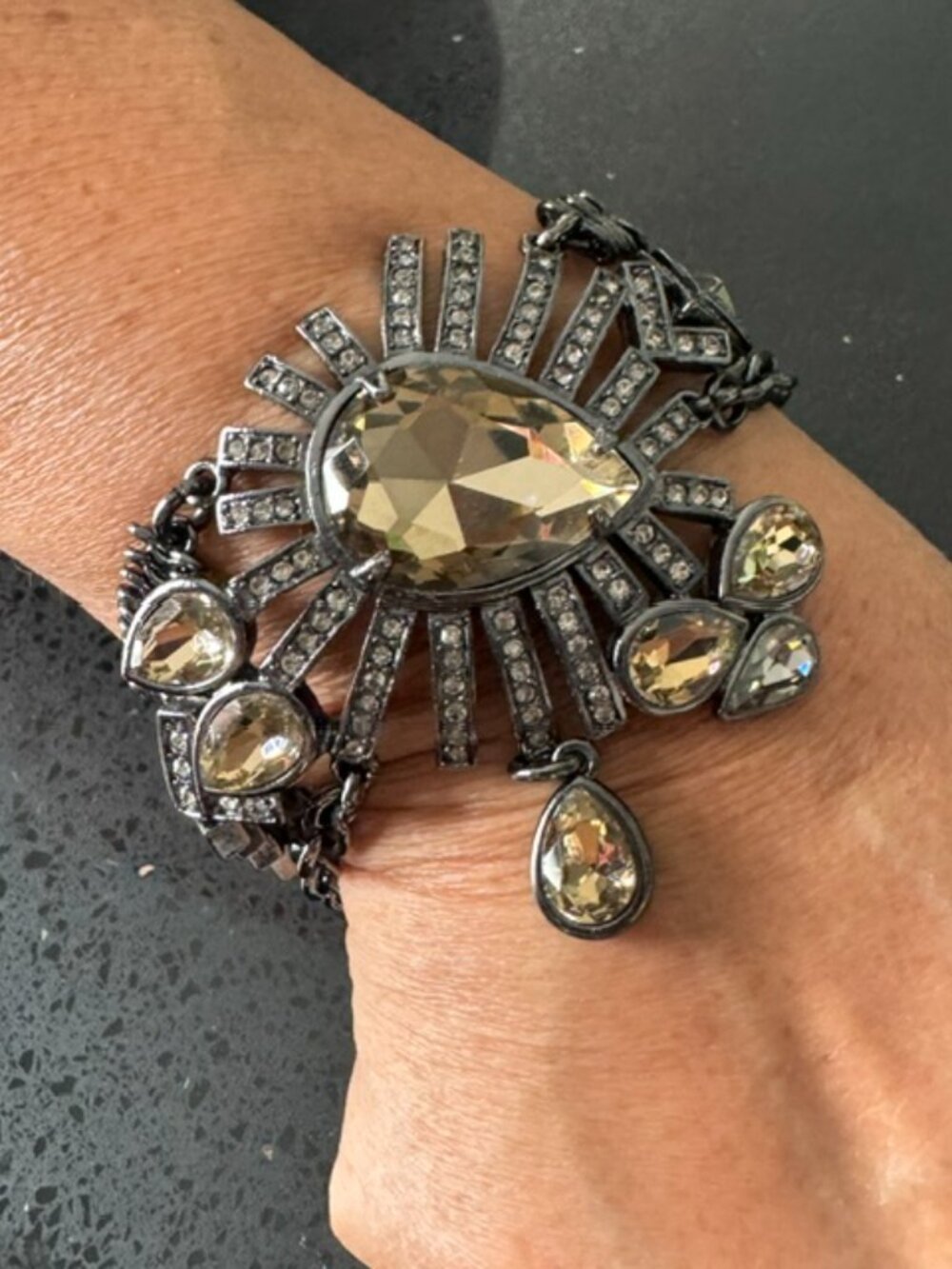 Ann Taylor Gunmetal Bracelet with Citrine stones